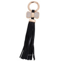 Promotional Gift crystal Cute butterfly Tassel Keyrings For Women Bag charm